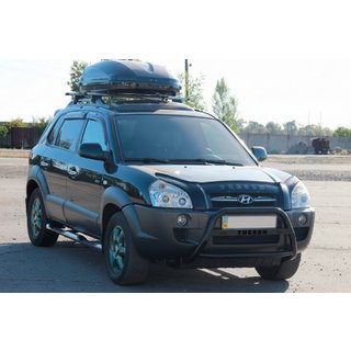 Priekšējais aizsargstienis (bullbar) WT025 Black (nerūsējošais tērauds) Hyundai Tucson JM 2004– foto 1