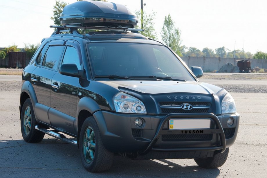 Hyundai Tucson JM 2004– Priekšējais aizsargstienis (bullbar) WT025 Black (nerūsējošais tērauds) Image