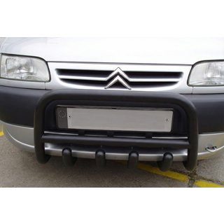 Aizsargstienis (bullbar) QT006 Black (nerūsējošais tērauds) Citroen Berlingo 1996–2008