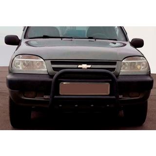 Kengurubārs QT006 Black (nerūsējošais tērauds) Chevrolet Niva 1998–2020