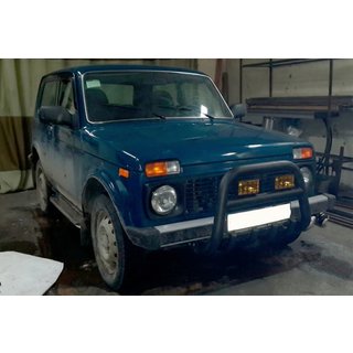 Aizsargstienis (bullbar) QT006 Black (nerūsējošais tērauds) Lada Niva un Urban 1977– foto 4