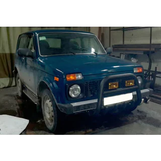 Aizsargstienis (bullbar) QT006 Black (nerūsējošais tērauds) Lada Niva un Urban 1977– foto 4