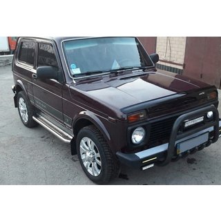 Aizsargstienis (bullbar) QT006 Black (nerūsējošais tērauds) Lada Niva un Urban 1977– foto 1