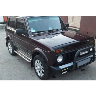 Aizsargstienis (bullbar) QT006 Black (nerūsējošais tērauds) Lada Niva un Urban 1977– foto 1