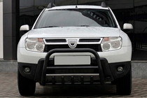 Renault Duster 2008–2017 Priekšējais aizsargstienis bez uzraksta QT006 Black (nerūsējošais tērauds) foto 1