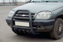 Chevrolet Niva 1998–2020 Bullerbārs QT007 Black (nerūsējošais tērauds) foto 4