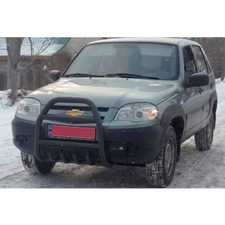Bullerbārs QT007 Black (nerūsējošais tērauds) Chevrolet Niva 1998–2020 foto 1