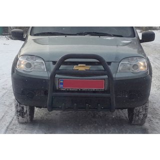Bullerbārs QT007 Black (nerūsējošais tērauds) Chevrolet Niva 1998–2020 foto 2
