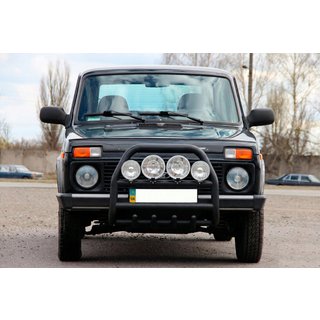 Bullbar QT007 Black (nerūsējošais tērauds) Lada Niva un Urban 1977– foto 1