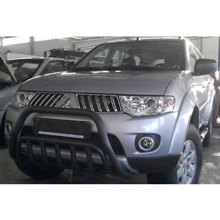 Priekšējais aizsargstienis WT002 Black (nerūsējošais tērauds) Mitsubishi Pajero Sport 2008–2015 foto 3