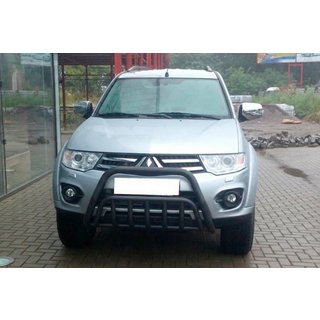 Priekšējais aizsargstienis WT002 Black (nerūsējošais tērauds) Mitsubishi Pajero Sport 2008–2015 foto 1