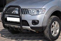 Mitsubishi Pajero Sport 2008–2015 Priekšējais aizsargstienis QT007 Black (nerūsējošais tērauds) foto 1
