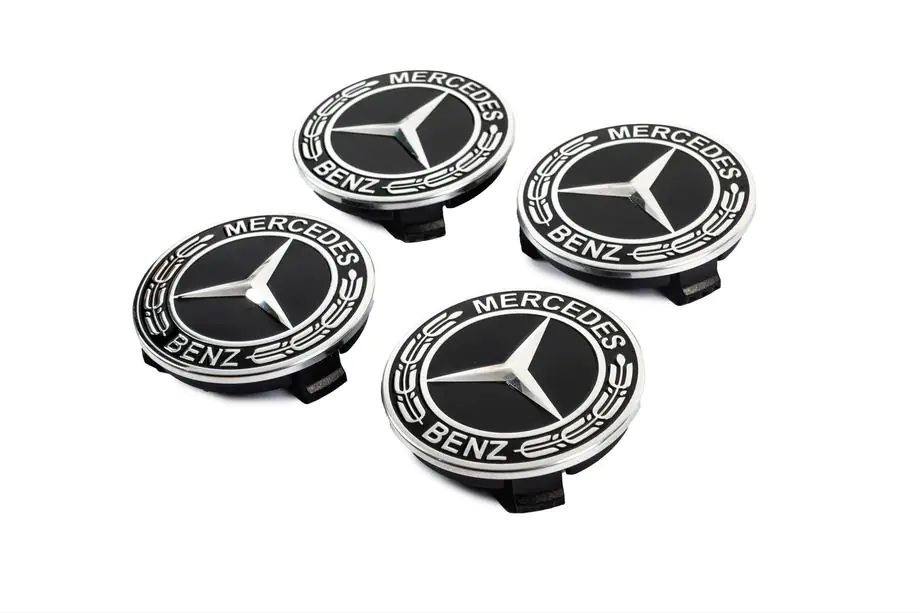 Mercedes-Benz Disku centrālie vāciņi 71/75 mm bez gredzena (4 gab., melni V5) Foto 2
