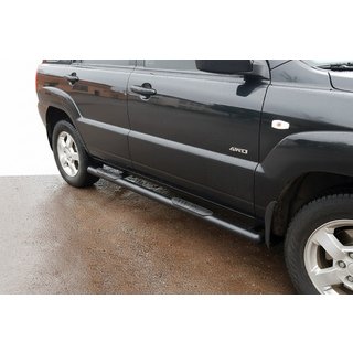 Sānu caurules Black (2 gab., nerūsējošais tērauds) Kia Sportage 2004–2010 foto 1
