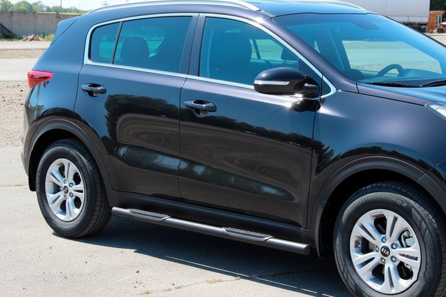 Kia Sportage 2015–2021 Sānu caurules BB002 Black (2 gab., nerūsējošais tērauds) Foto 5