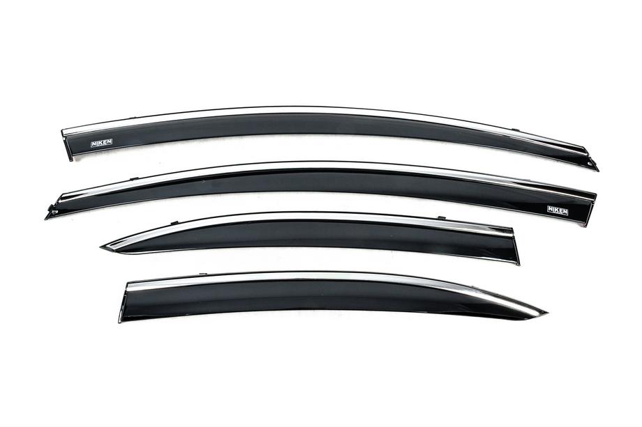 Honda Civic Sedan VIII 2006–2011 Logu vēja deflektori ar hromētu līsti (4 gab., Niken) Image