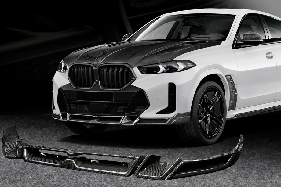 BMW X6 G06 2019–2027 Priekšējā bampera lūpa Lip LRT (M-Sport 2023+, oglekļa šķiedra) Foto 1