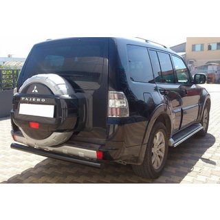Aizmugurējais aizsargstienis AK002 Black (nerūsējošais tērauds) Mitsubishi Pajero Wagon III 1999–2006 foto 3