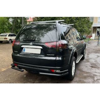Aizmugurējais aizsargstienis AK003-Double Black (2 gab., nerūsējošais tērauds) Mitsubishi Pajero Sport 2008–2015