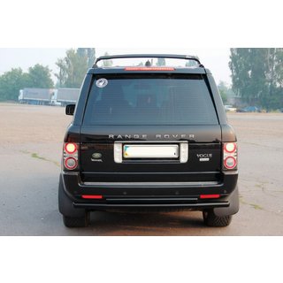 Aizmugures aizsargstienis AK002-Dubultais Black (nerūsējošais tērauds) Range Rover III L322 2002–2012 foto 2
