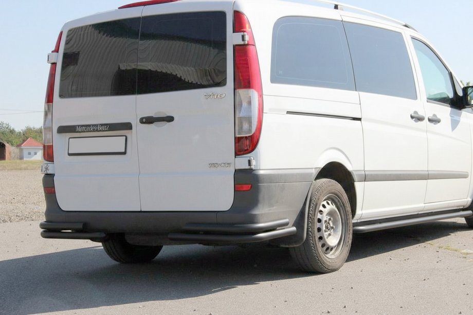 Mercedes Vito W639 2004–2014 Aizmugurējie stūru aizsargi AK003-Double Black (2 gab., nerūsējošais tērauds) Image