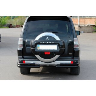 AK003 aizmugurējais rollbars, dubults, melns (nerūsējošais tērauds) Mitsubishi Pajero Wagon IV 2006–2021 foto 3