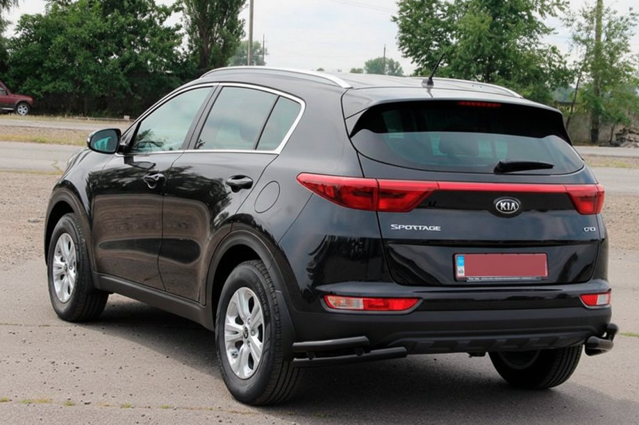 Kia Sportage 2015–2021 Aizmugurējie dubultie stūru aizsargi AK003-подвійний Black (nerūsējošais tērauds) Foto 3