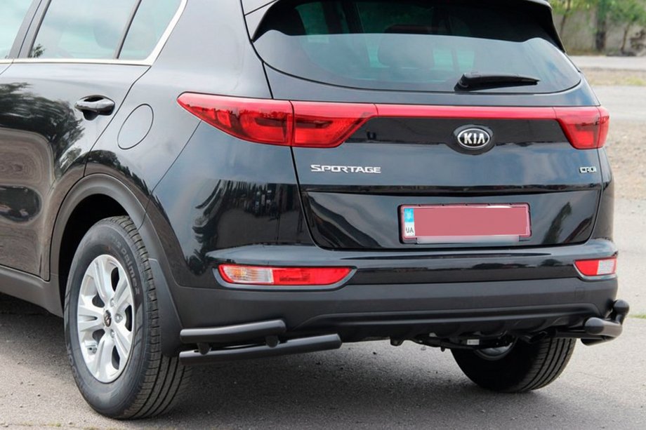 Kia Sportage 2015–2021 Aizmugurējie dubultie stūru aizsargi AK003-подвійний Black (nerūsējošais tērauds) Foto 1
