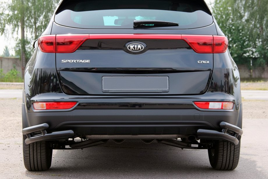Kia Sportage 2015–2021 Aizmugurējie dubultie stūru aizsargi AK003-подвійний Black (nerūsējošais tērauds) Foto 2