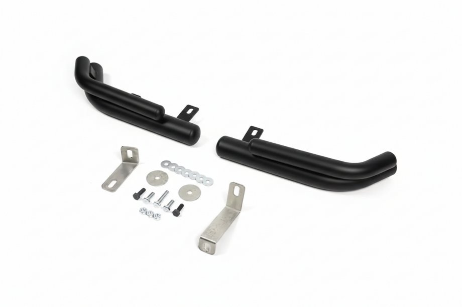Hyundai Santa Fe 2 2006–2012 Aizmugurējie dubultie stūru aizsargstieņi AK003-Подвійний Black (nerūsējošais tērauds) Image