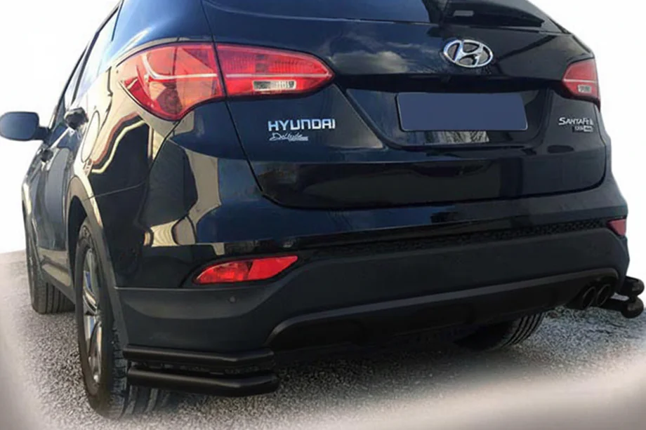 Hyundai Santa Fe 3 2012–2018 Aizmugurējie stūra aizsargi AK-003-Double Black (nerūsējošais tērauds) Image