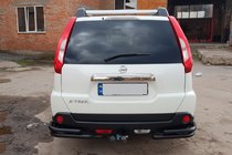 Nissan X-trail T31 2007–2014 Aizmugurējie stūra aizsargstieņi AK003-Double Black (2 gab., nerūsējošais tērauds) foto 2