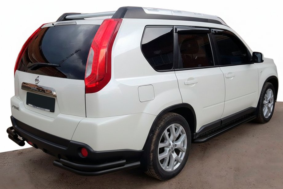Nissan X-trail T31 2007–2014 Aizmugurējie stūra aizsargstieņi AK003-Double Black (2 gab., nerūsējošais tērauds) Image