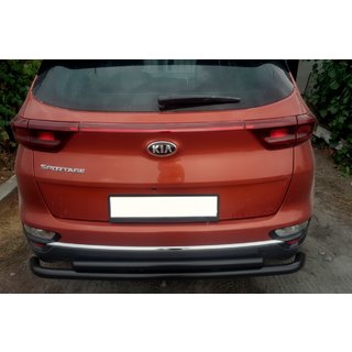 Aizmugures aizsargstienis AK002-2 Black (nerūsējošais tērauds) Kia Sportage 2015–2021 foto 1