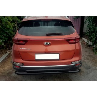 Aizmugures aizsargstienis AK002-2 Black (nerūsējošais tērauds) Kia Sportage 2015–2021 foto 2