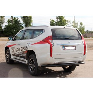 Aizmugures aizsargstienis AK005 Black (nerūsējošais tērauds) Mitsubishi Pajero Sport 2015– foto 2