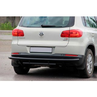 Aizmugures aizsargstienis AK002-2 Black (nerūsējošais tērauds) Volkswagen Tiguan 2007–2016 foto 1