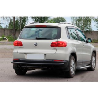 Aizmugures aizsargstienis AK002-2 Black (nerūsējošais tērauds) Volkswagen Tiguan 2007–2016 foto 3