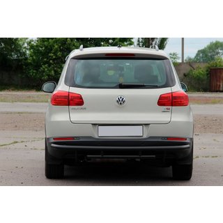 Aizmugures aizsargstienis AK002-2 Black (nerūsējošais tērauds) Volkswagen Tiguan 2007–2016 foto 4