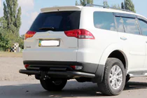 Mitsubishi Pajero Sport 2008–2015 Aizmugurējā bampera aizsargs AK003-Special Black (2 gab., nerūsējošais tērauds) foto 1