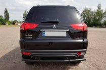 Mitsubishi Pajero Sport 2008–2015 Aizmugurējais aizsargstienis AK002-2 Black (2 gab., nerūsējošais tērauds) foto 1