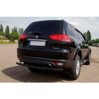Aizmugurējais aizsargstienis AK002-2 Black (2 gab., nerūsējošais tērauds) Mitsubishi Pajero Sport 2008–2015 foto 2