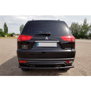 Aizmugurējais aizsargstienis AK002-2 Black (2 gab., nerūsējošais tērauds) Mitsubishi Pajero Sport 2008–2015 foto 1