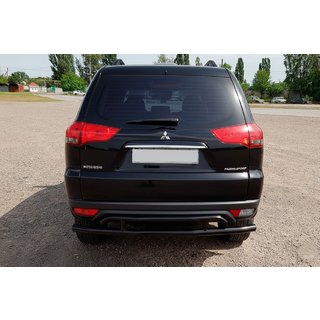 Aizmugurējais aizsargstienis AK002-2 Black (2 gab., nerūsējošais tērauds) Mitsubishi Pajero Sport 2008–2015 foto 4