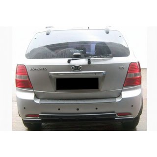 Aizmugures aizsargstienis AK002-Dubultais Black (nerūsējošais tērauds) Kia Sorento I BL 2002–2009