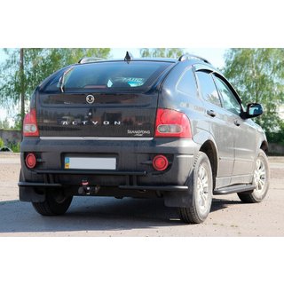 Aizmugures aizsargstienis AK005-2 Black (nerūsējošais tērauds) SsangYong Action 2005–2018 foto 2