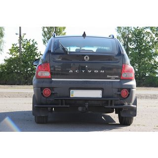 Aizmugures aizsargstienis AK005-2 Black (nerūsējošais tērauds) SsangYong Action 2005–2018 foto 3