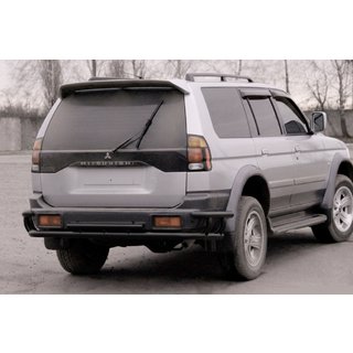 Aizmugures aizsargstienis AK005-2 Black (nerūsējošais tērauds) Mitsubishi Pajero Sport 1996–2007 foto 1