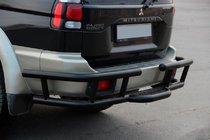 Mitsubishi Pajero Sport 1996–2007 Aizmugurējais aizsargstienis AK-Special Black (nerūsējošais tērauds) foto 5