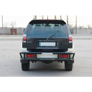 Aizmugurējais aizsargstienis AK-Special Black (nerūsējošais tērauds) Mitsubishi Pajero Sport 1996–2007 foto 4